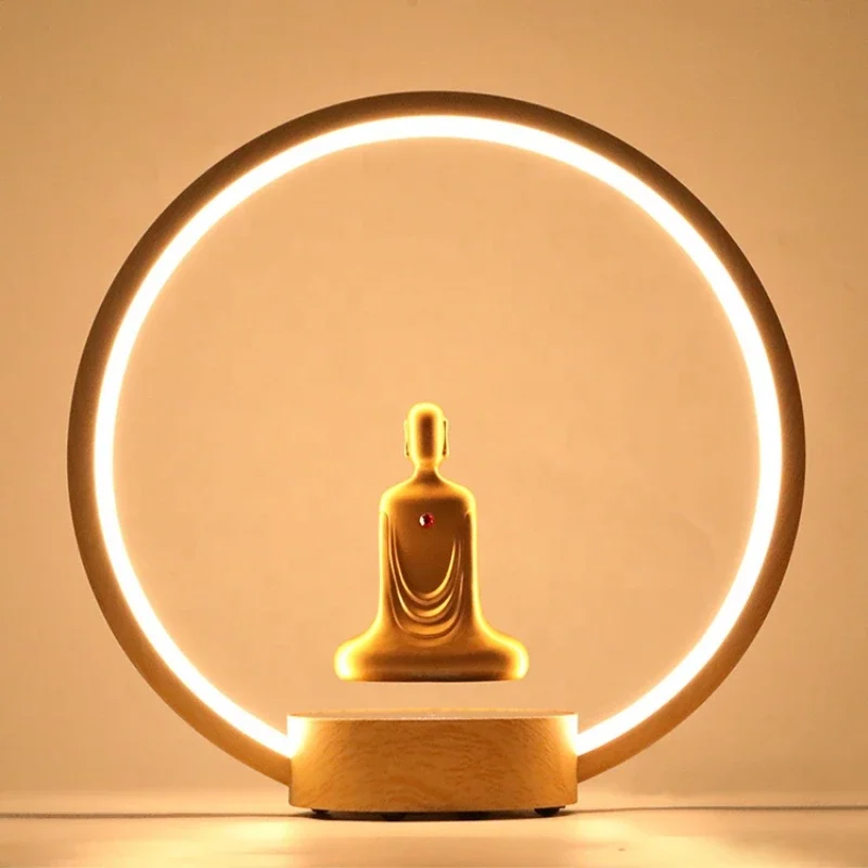 

Wholesale Creative Gift Night Lamp Modern Minimalist Led Magnetic Levitation Floating Buddha Table Room Lamp