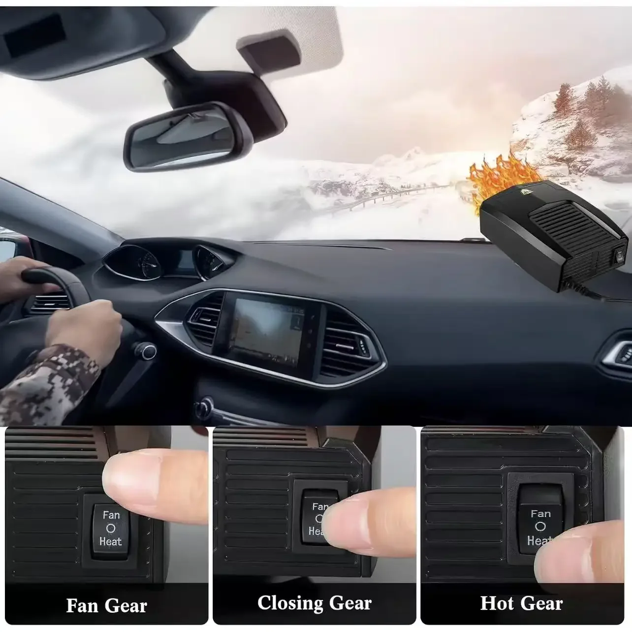 Portable Car Heater 12V/24V Car Heater Fan 2 IN 1 Cooling Heating Auto Windshield Defroster Car Anti-Fog Heater Dryer