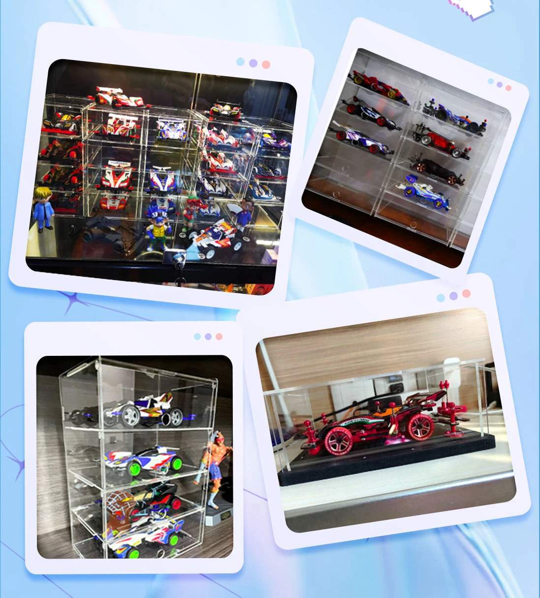 Acrylic Car Model Display Rack Case for Lego Speed Racing Organizer ,Clear Storage Box Toy Display Case Mini Figures Showcase