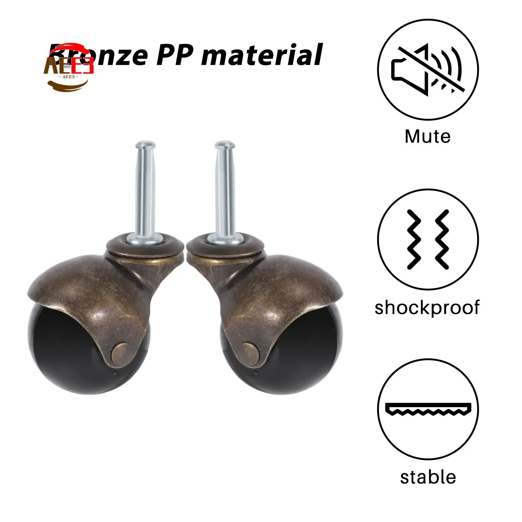 AEE3-4 Pack 2 Inch Ball Caster Stem Caster Wheel With Sockets,Vintage Antique Swivel Caster For Furniture,Sofa,Chair,Cabinet