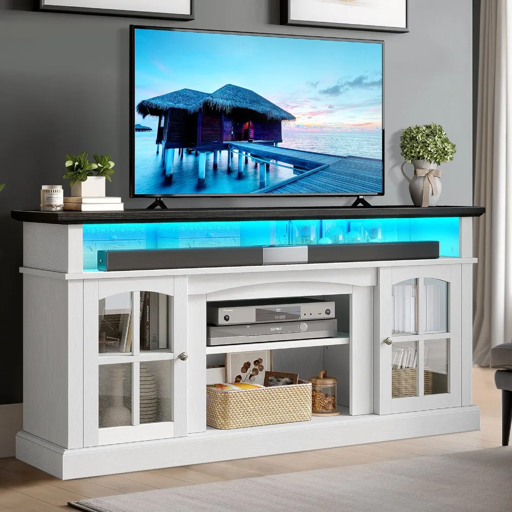 

LED TV Stand with Power Outlets for 70 Inch Media Console Entertainment Center