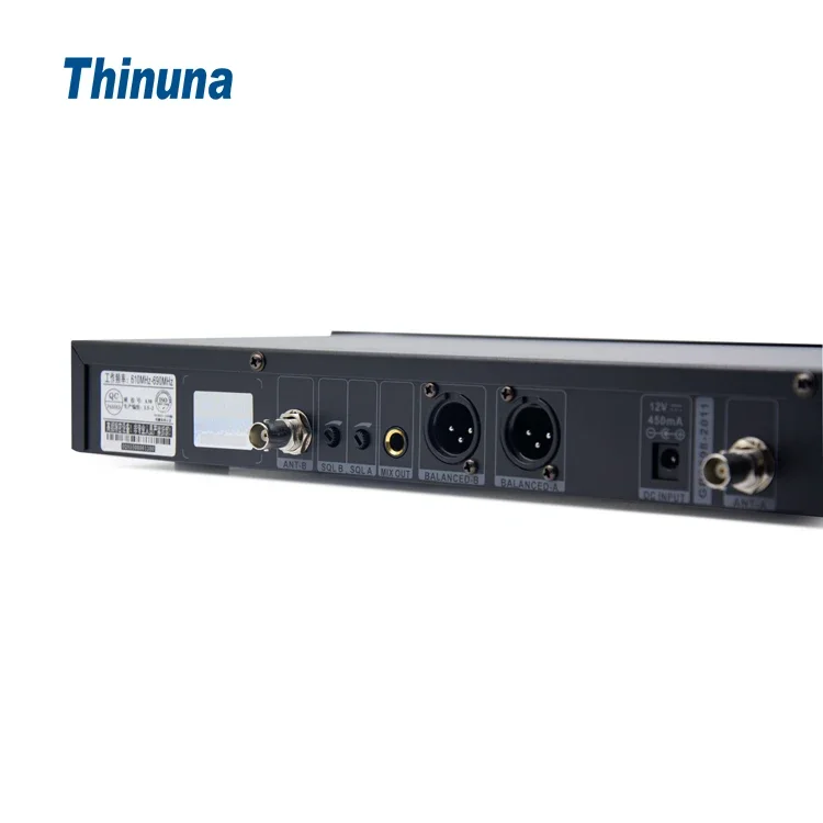 Thinuna UR-200 المهنية 2 قناة UHF نظام لاسلكي مجموعة ميكروفون مع يده / التلبيب / سماعة ميكروفون لاسلكي