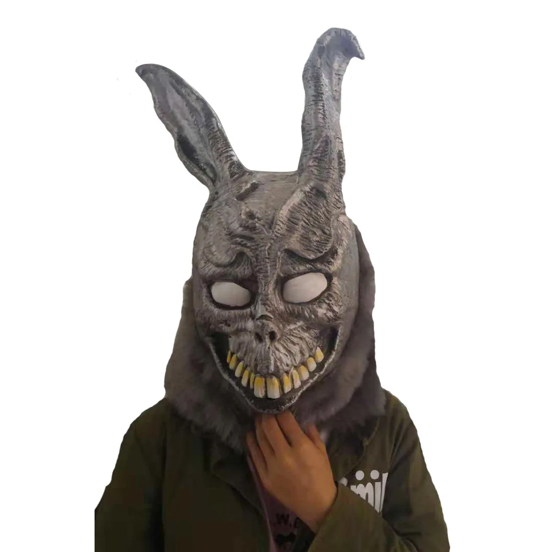 Frank Rabbit Cosplay Mask Latex Soft Adult Party Masks Angry Rabbit Animal Funny Ball Props  Halloween Costume One Size