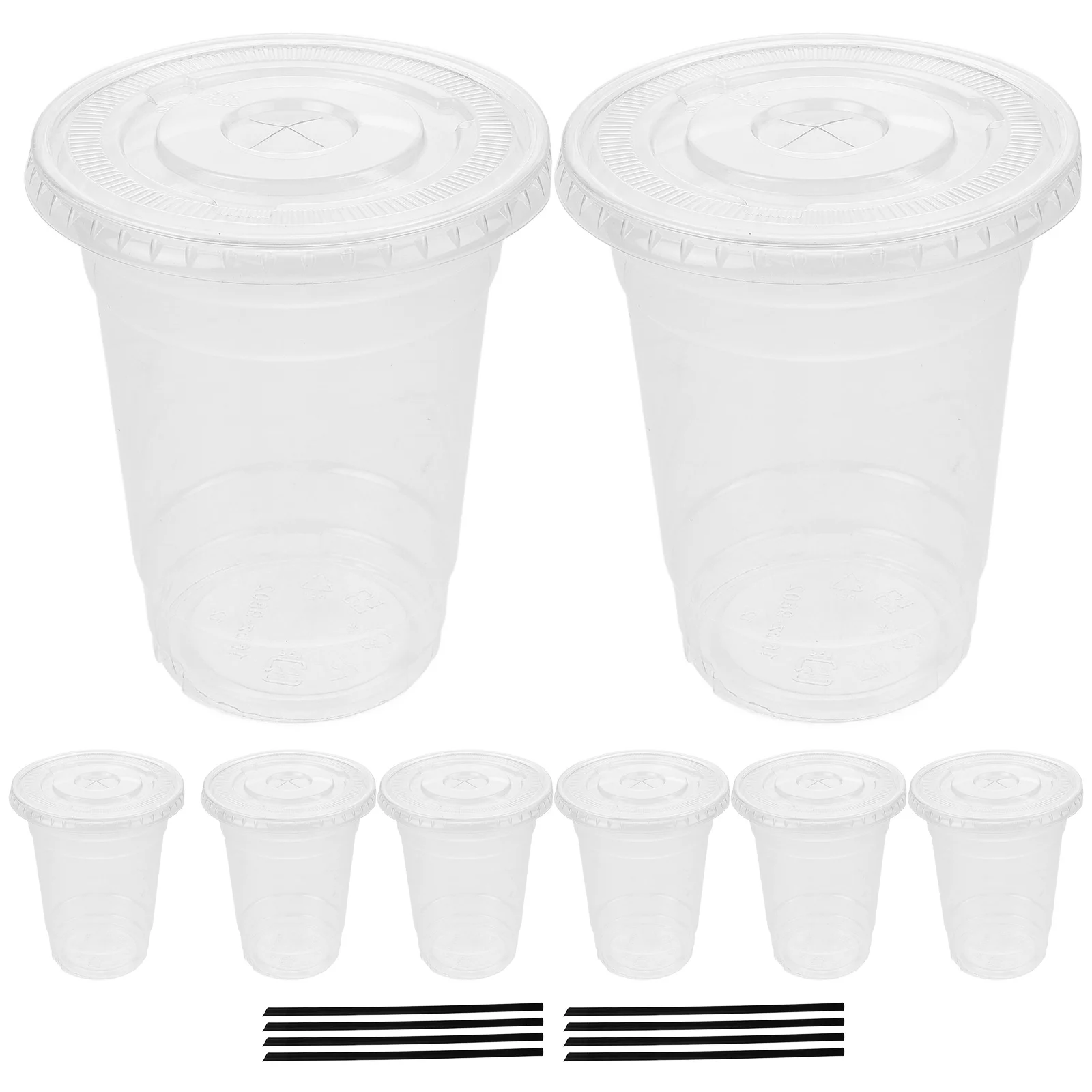 

50Pcs Disposable Clear Plastic Tea Cups 520ml Large Cups with Lids Straws Iced Coffee Smoothies Party Office Commercial Use