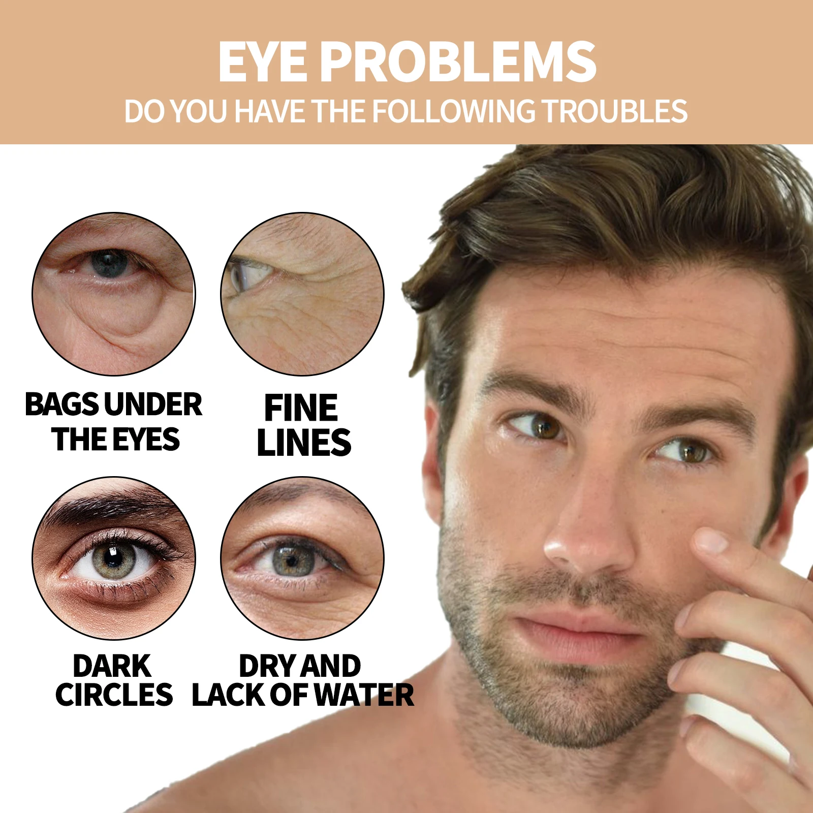 Crema per gli occhi al retinolo da uomo Borsa per gli occhi Crema lifting rassodante Schiarimento delle occhiaie Pelle Riparazione istantanea degli occhi Siero Stick Gel di rimozione