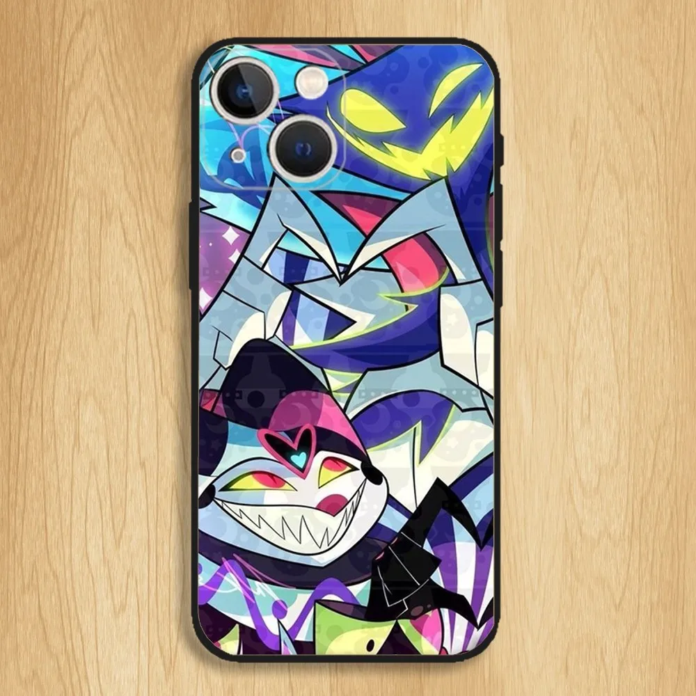 حافظة هاتف H-Helluva Boss لهاتف iPhone15,14,13,12,11,Pro,Max,Plus,Mini,X,XS,XR,8,7,6,S,Plus,SE حافظة سوداء ناعمة