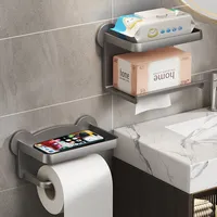 Toilet Paper Tissue Holder Single/two Layers Wall-Mounted Dispenser Kitchen Bathroom Storage Racks 1Pc Phone Shelf Boxes