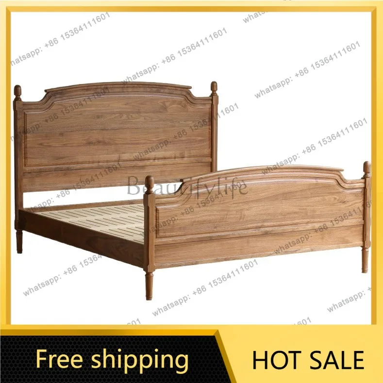 Factory Direct Sales American Black Walnut French Retro Household Small Unit 1m 5 Single Bed