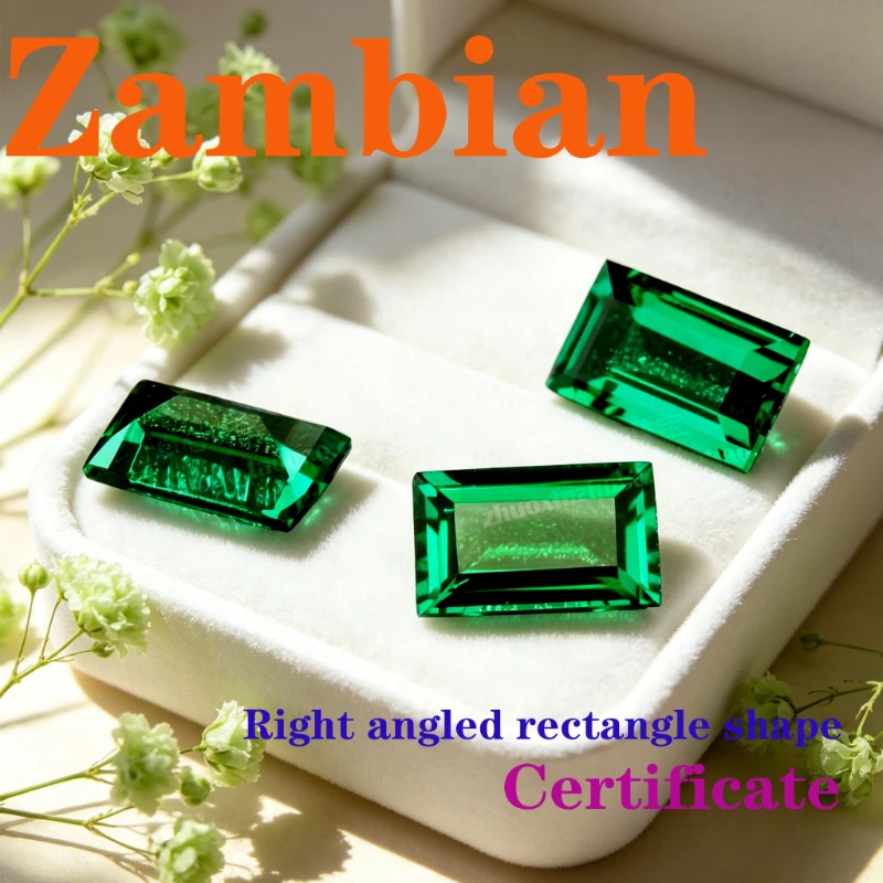 

Artificial Gemstone Zambian Emerald Right Angled Rectangle Shape Certtificate