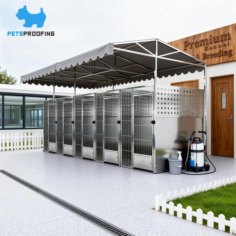 Professional Custom Commercial Hospital Training Ground Isolation Stainless Steel Heavy   Boarding Shelter Raised Dog Kennel