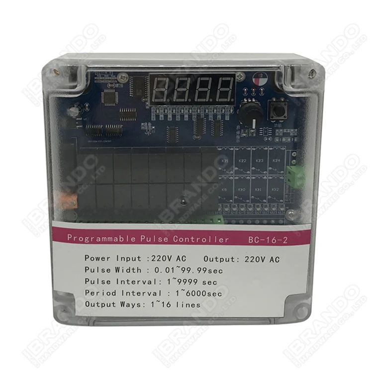 16 Lines Pulse Jet Valve Sequential Timer Board Sequence Controller for Dust Collector Baghouse Bag Filter 24VDC 110VAC 220VAC