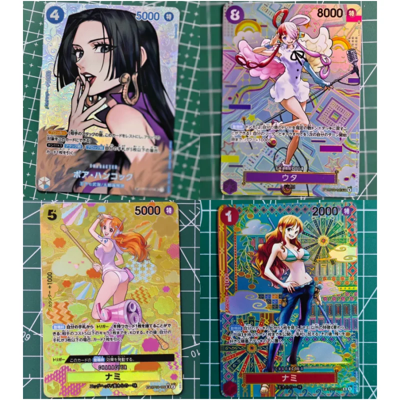 One Piece Cards OPCG Boa Hancock Uta Nami SP OP-04 05 09 Anime Game Characters Color Flash Self Made Rating Cards DIY Toy Gift