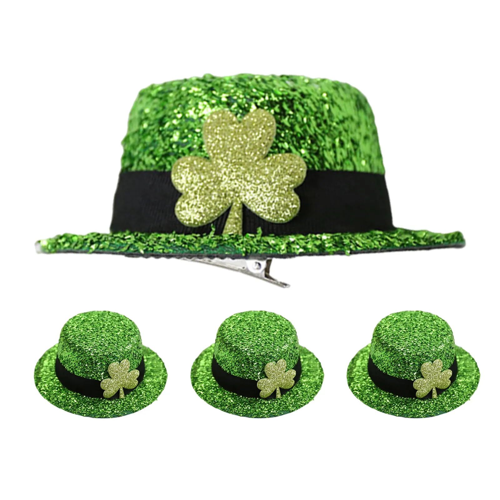 

Набор из 4 мини-заколок-крокодилов для волос в виде шляпок лепреконов ко Дню Святого Патрика, аксессуары для праздничного костюма