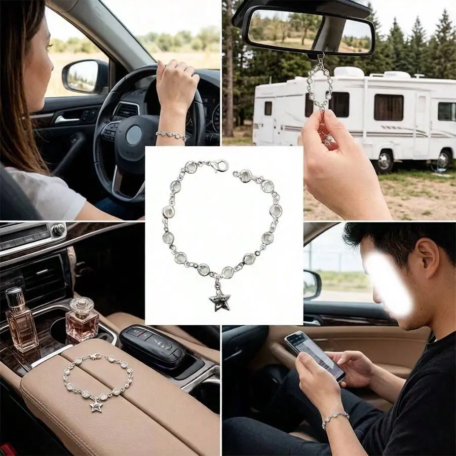

Crystal Beaded Star Pendant Car Rearview Mirror Charm Decor Accessory