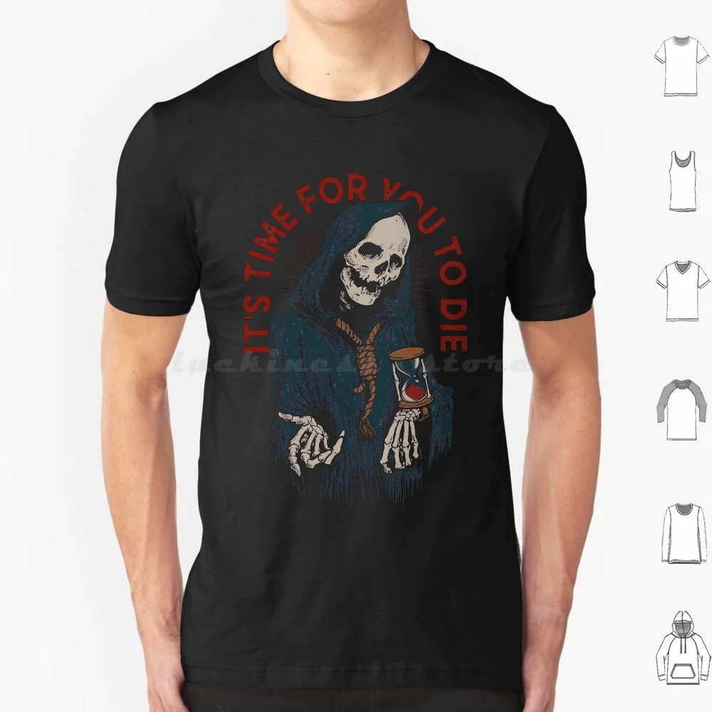 Reaper's Time T Shirt Big Size 100% Cotton Vintage Retro Reaper Grim Reaper Halloween Funny Fun Hourglass Skul Skeleton Horror