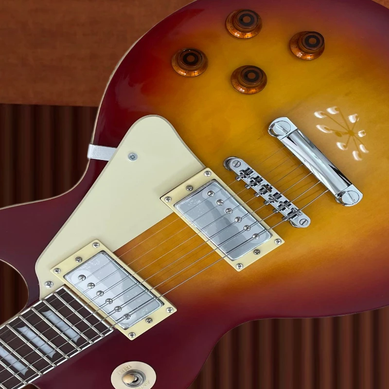 

Sunburst Flame LP00S Electric Guitar Double Pickup Chrome TOM Bridge Performance Instrument 4 Control Knob Free Shipping