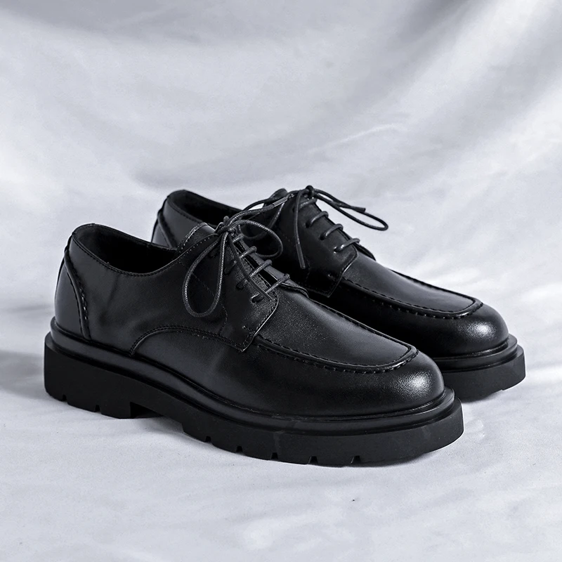 

Shoes Men lace up Fashion Casual Leather Men Dress Shoes outdoor British Breathable Groom Platform Wedding Shoes Male