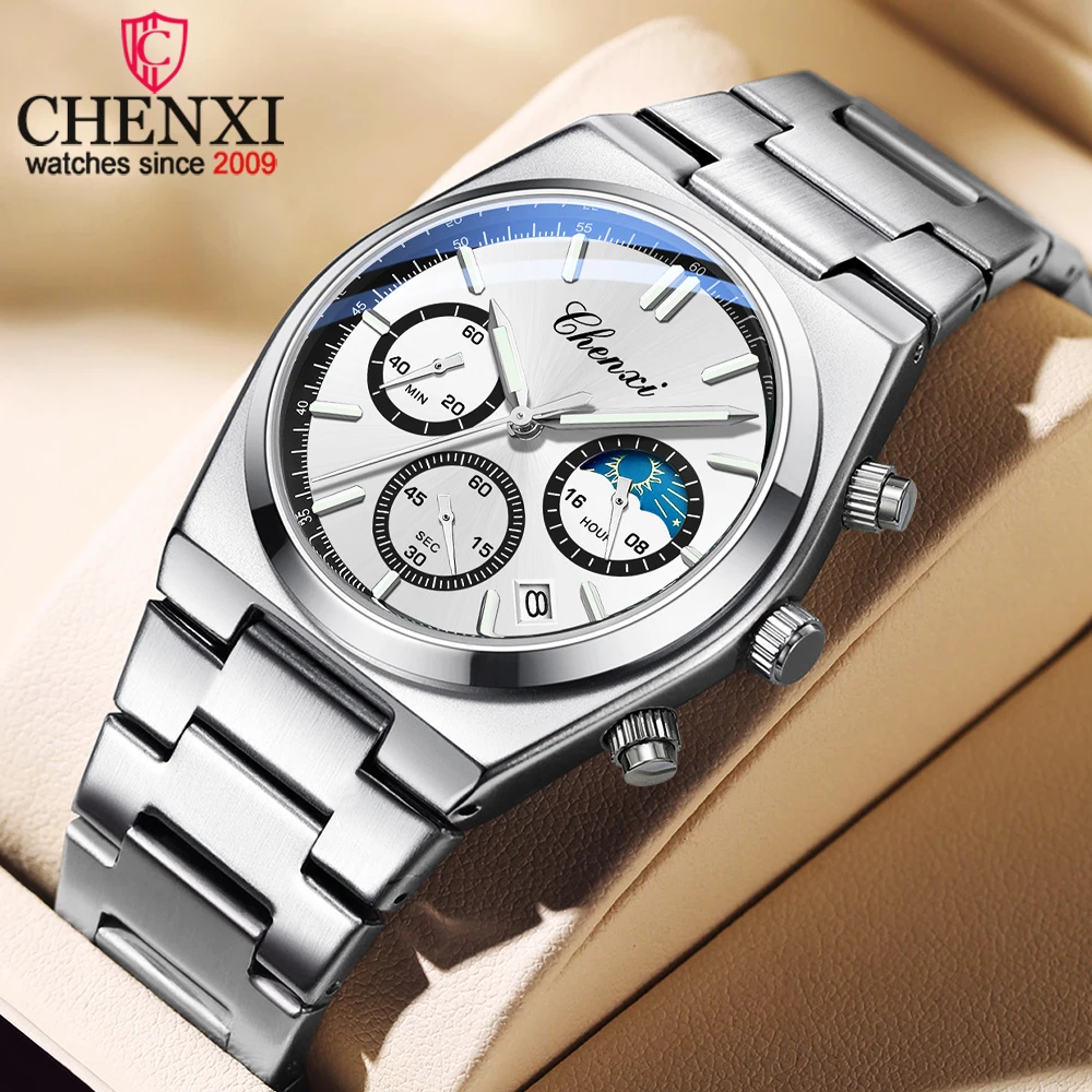 CHENXI Quartz Watches for Men Top Brand Luxury Watch Man Fashion Casual Sport 50M Waterproof Man Watch Auto Date Chronograph