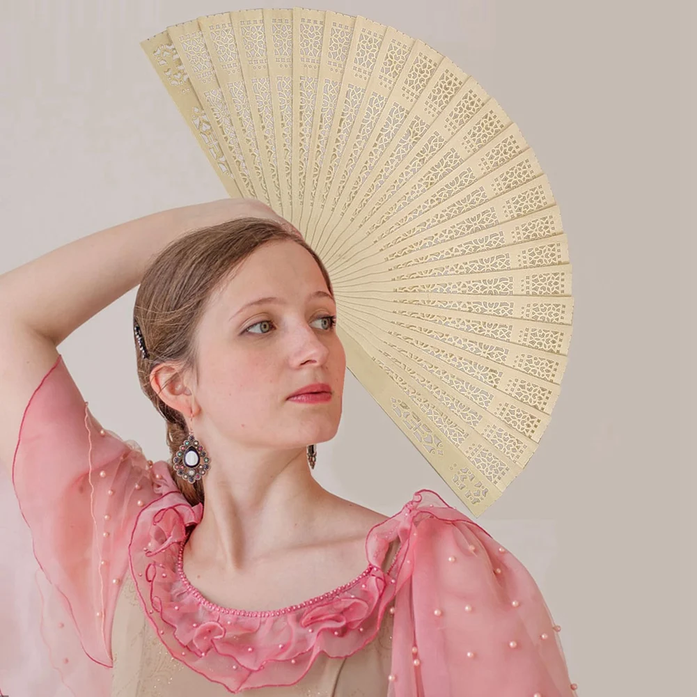 Dobrável Vintage Chinês Madeira Hand Fan para Mulheres, Presentes, Casamento, Aniversário, Em Massa, 12Pcs