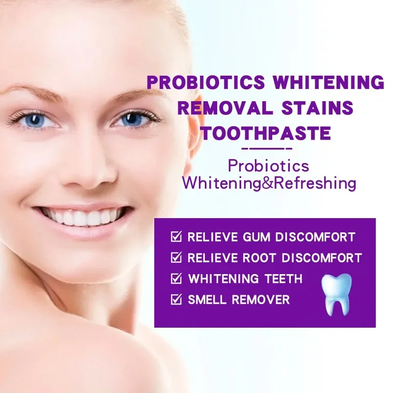 Probiotic toothpaste deep cleaning tooth stain tartar oral odor fresh breath whitening yellow teeth removal Decay Teeth gum care