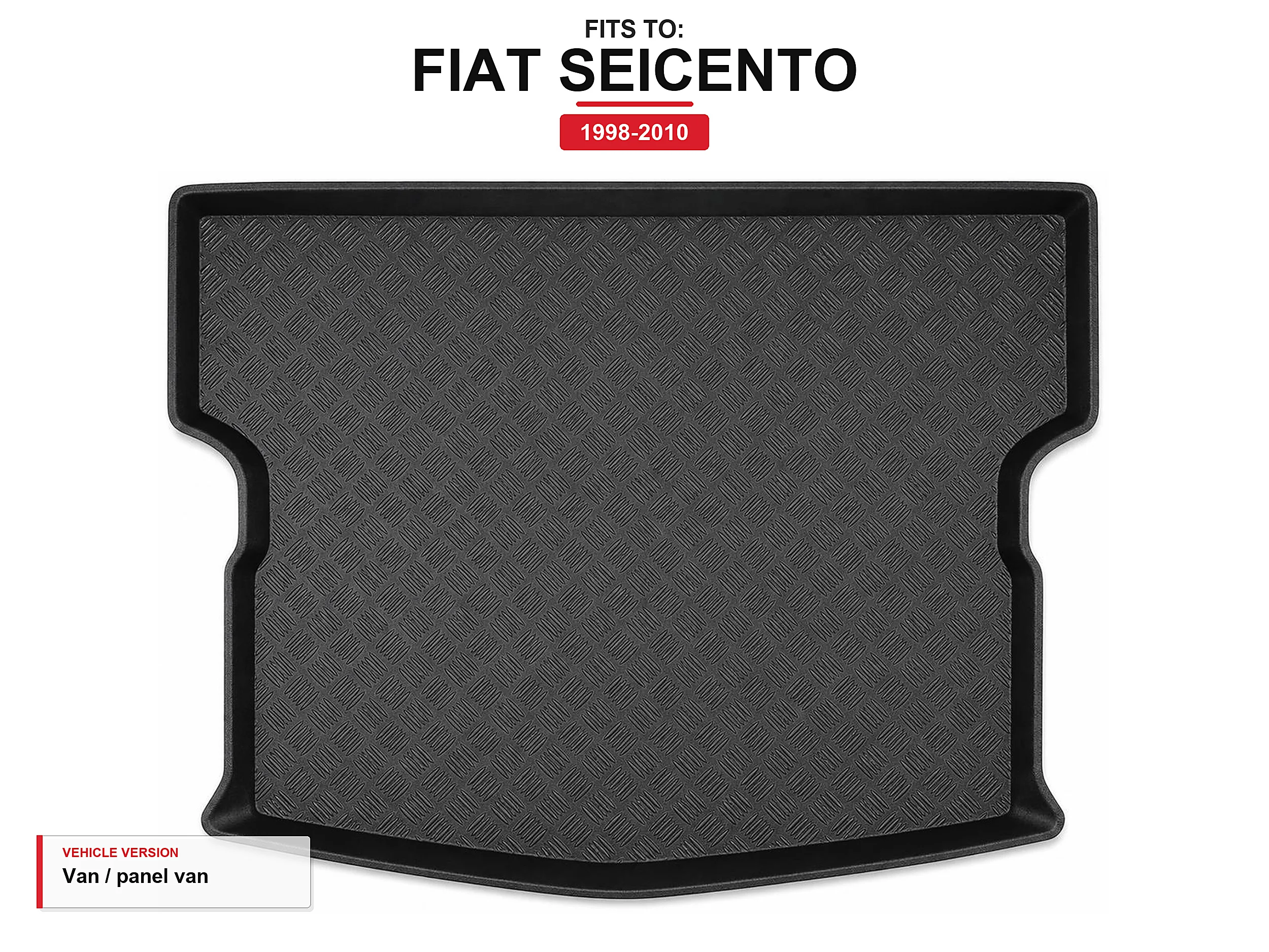 Kofferbakmat met rand voor: Fiat Seicento 1998-2010 bestelwagen