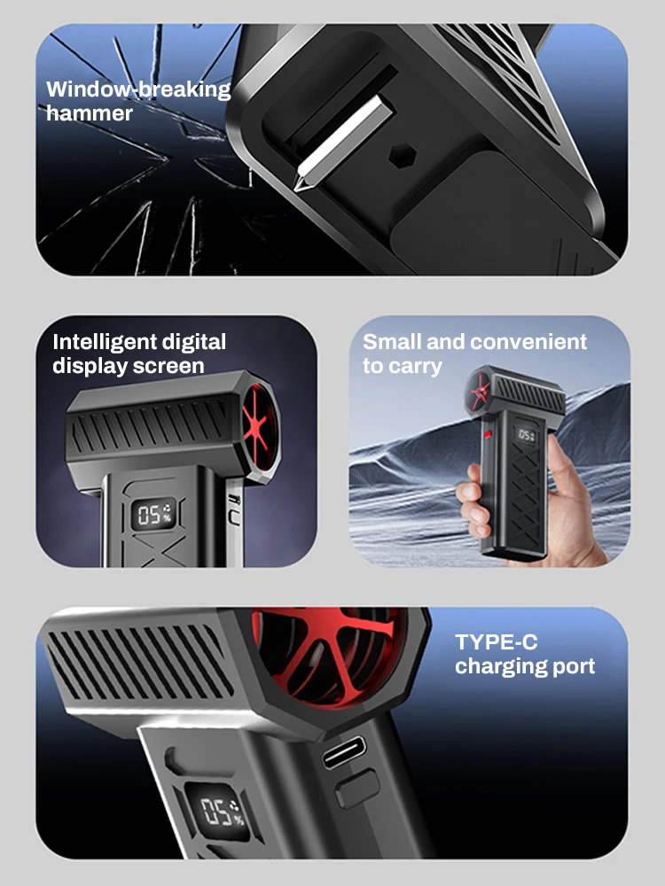 Violent Fan 600000RPM Powerful Air Blower Turbo Fan with LED Display& Lighting Dust Cleaner 6 Speeds Brushless Turbo Jet Blower