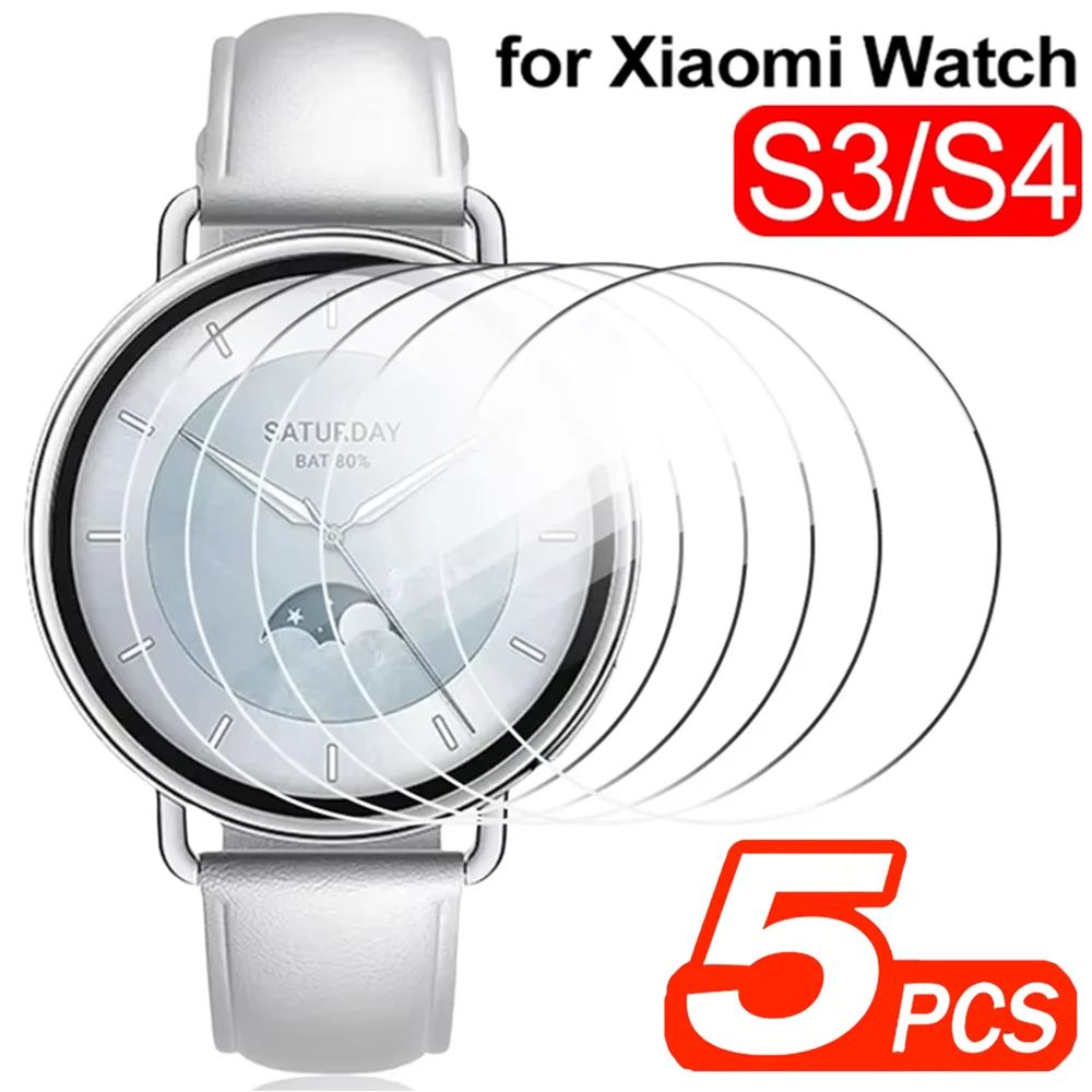 5-1 шт. HD прозрачное закаленное стекло для Xiaomi Watch S3 S4 ESIM, защитная пленка для экрана, антицарапинное, твердость 9H, для Mi Watch S4 Sport
