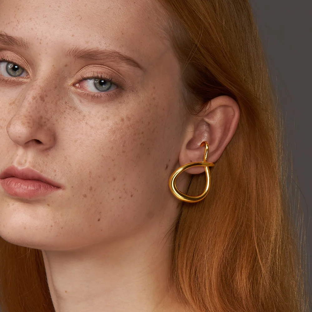 

Женские изогнутые серьги ENFASHION, простые серьги-клипсы золотого цвета с узлом, модные ювелирные украшения, E1199, 2020