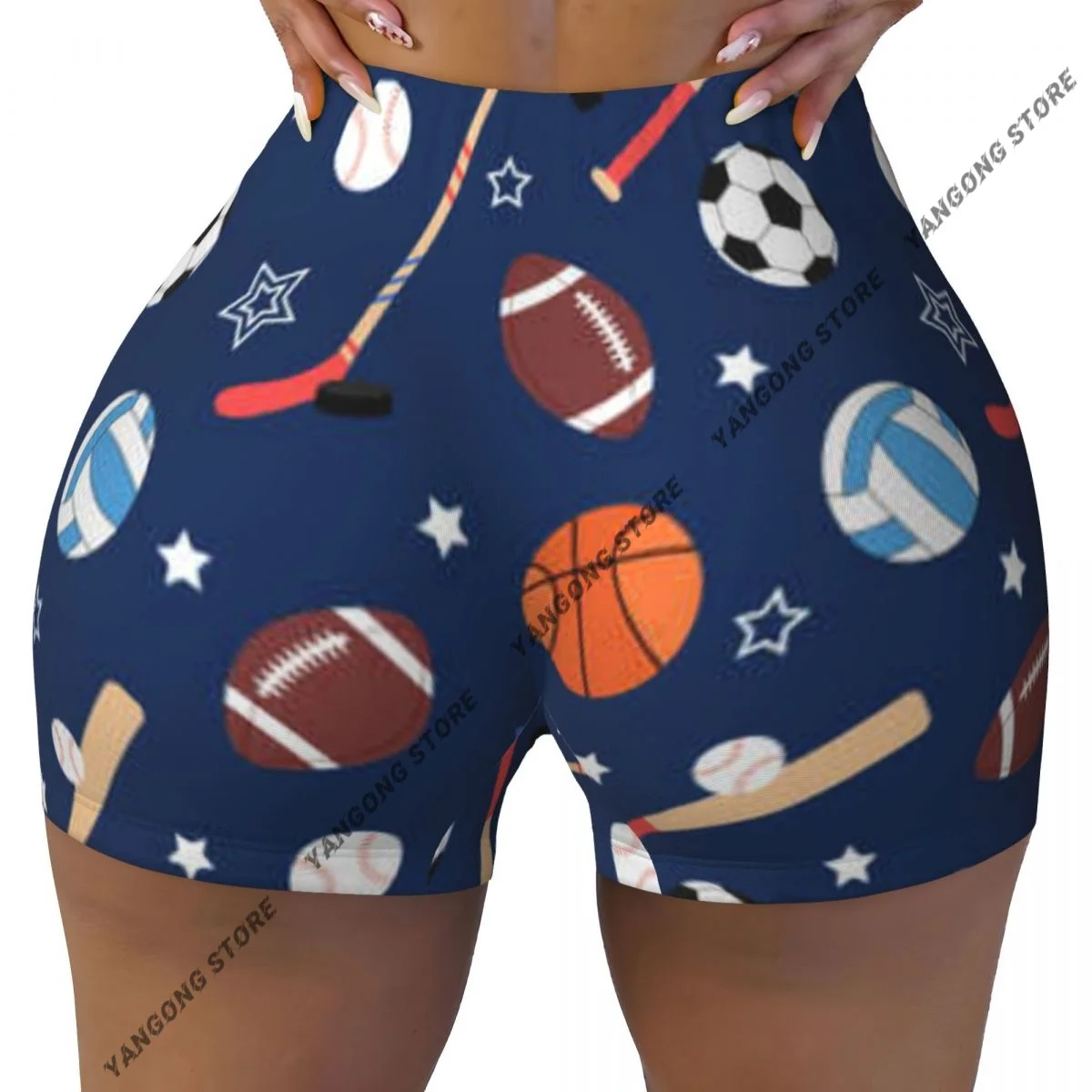 Spandex Yoga Shorts for Women American Football Basketball Workout Booty Shorts