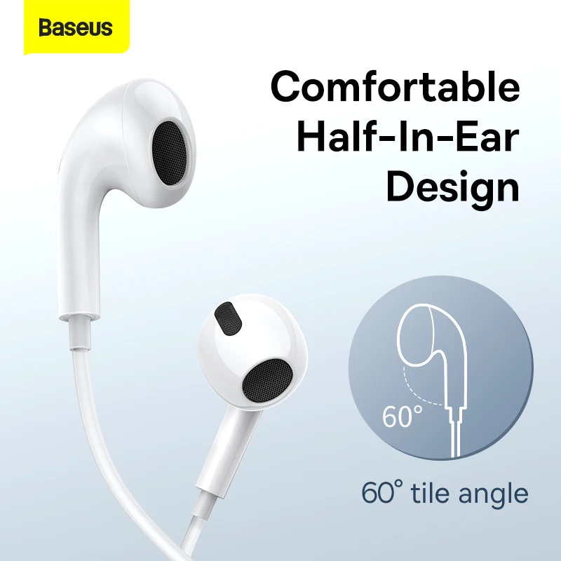Baseus c17 tipo c com fio no ouvido monitor fone de ouvido fone de ouvido com microfone fio-controlado in-ear fone de ouvido para música esporte fones de ouvido