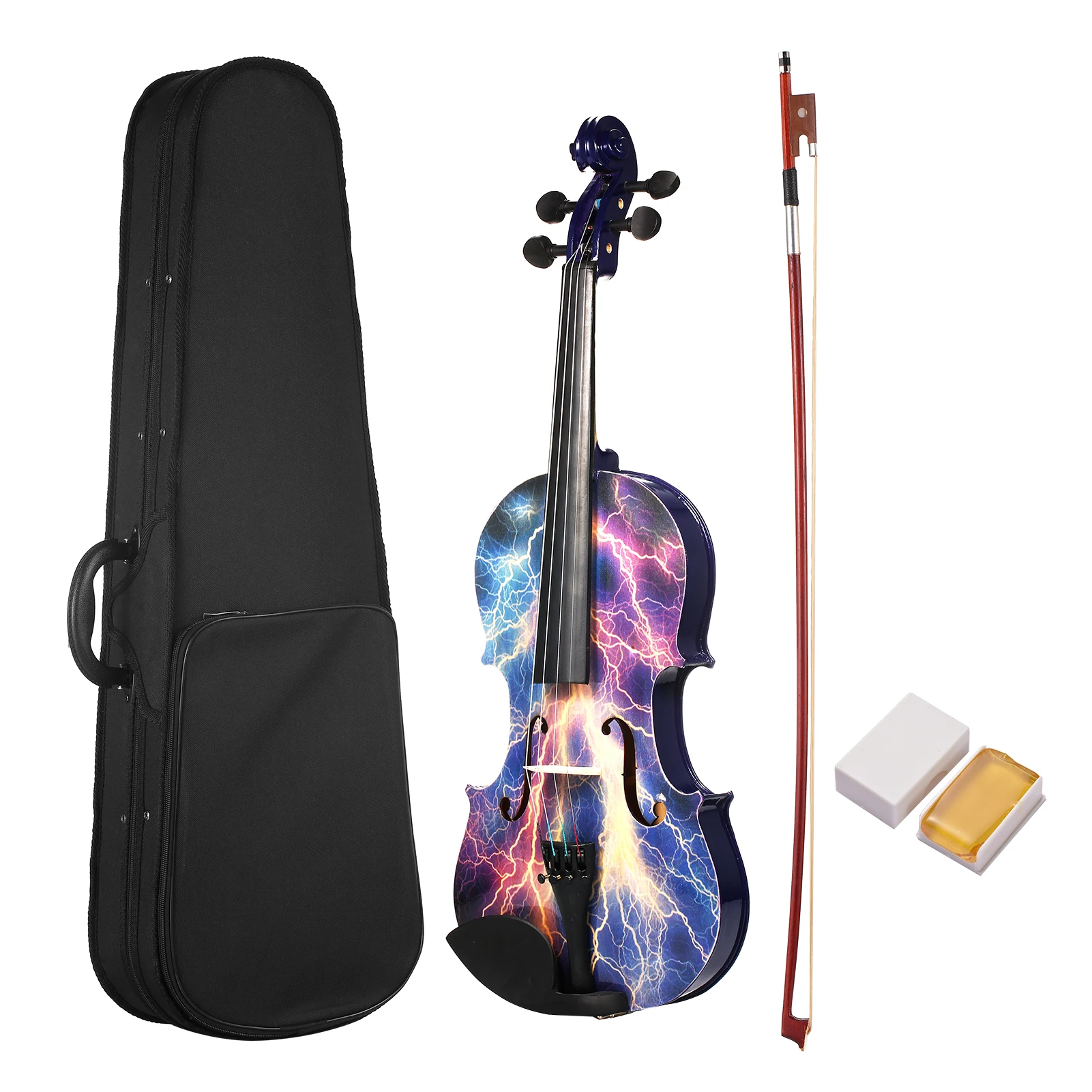 

Full Size 4/4 Acoustic Violin Spruce Wood Top Maple Back & Scroll & Fingerboard & Case Bow Rosin for Kids Students Beginners