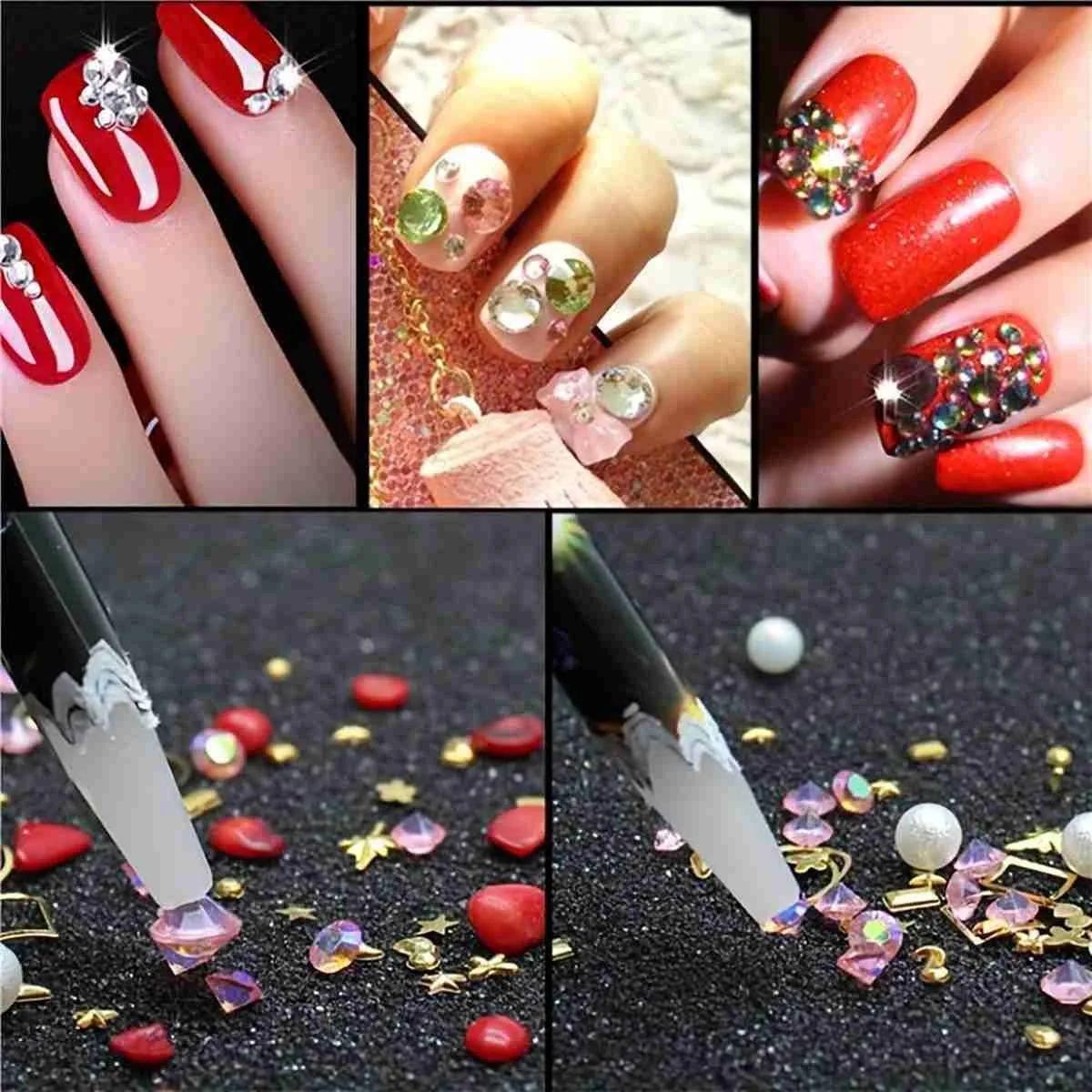 1/2/3/5PCS Nail Art Dotting Pencil Rhinestone Picker Contactless Pick Up Tool For Crystal Wax Pencil For Stones Nails Accessorie