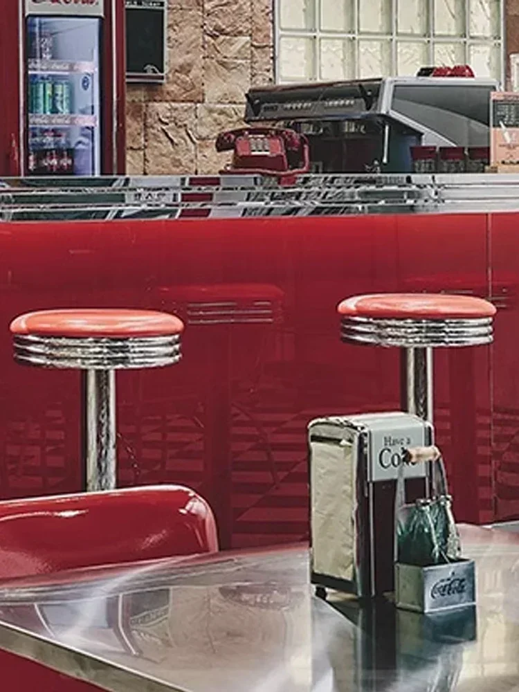 

Retro Red Bar KTV Bar Desk Stool Commercial High Feet Hot sales