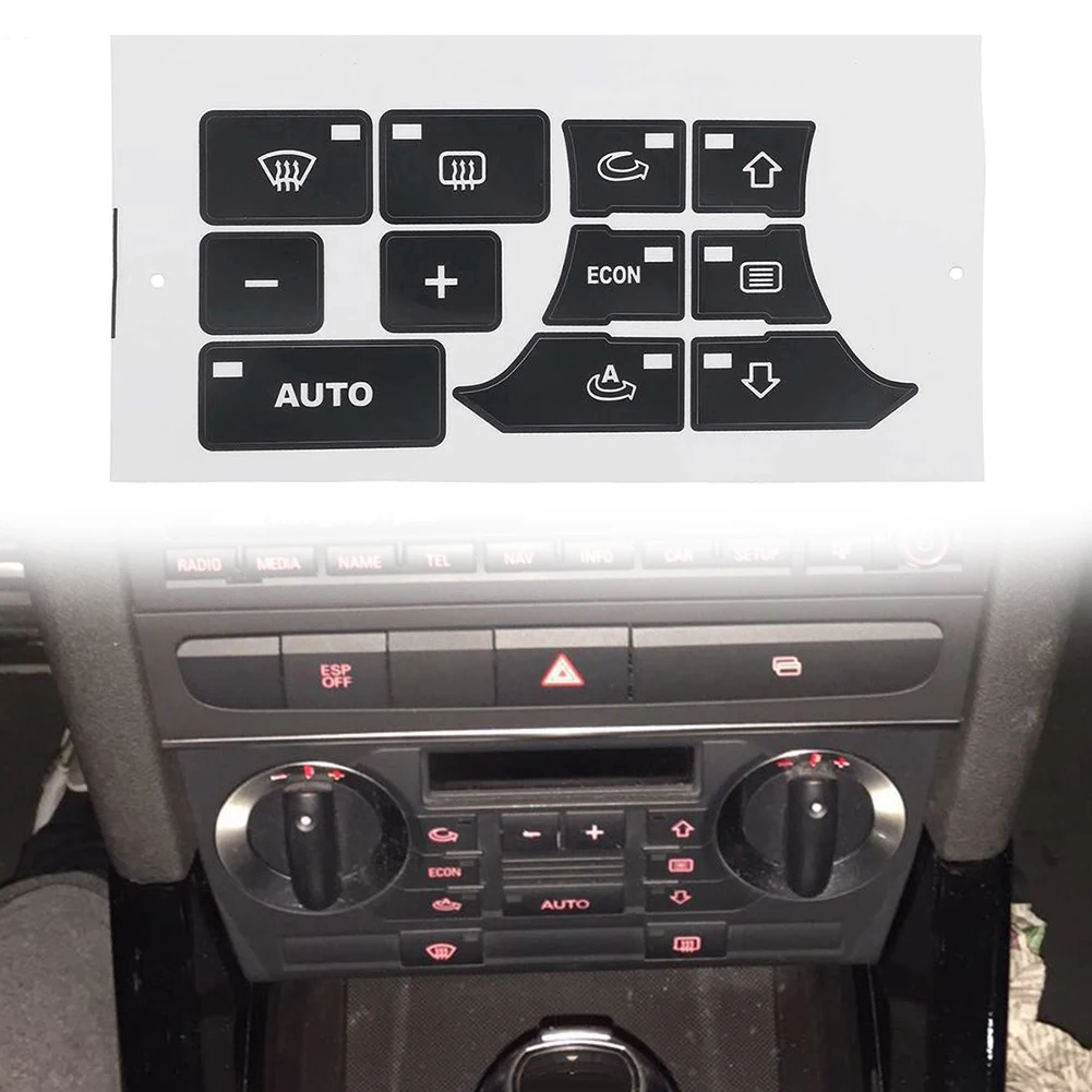 Button Repair Car Sticker Front Practical 1pc Black High Grade Vinyl Climate Control Sticker Direct Replacement