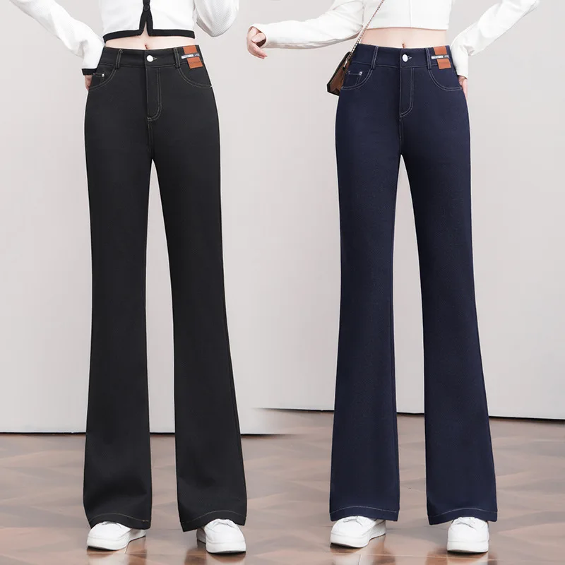 다용도 플레어 진 겨울 신상 하이웨이스트 슬림핏 두꺼운 따뜻한 플레어 팬츠