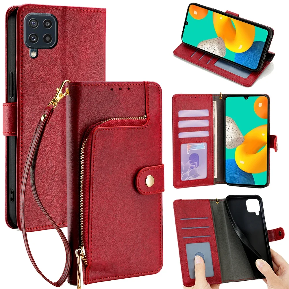 

Чехол-кошелек Gefenis на молнии для Samsung Galaxy M62 M52 M32 M12 M51 M31S M32 M31 Prime M22 M21 M21S M11 Кожаный флип-чехол с Lan