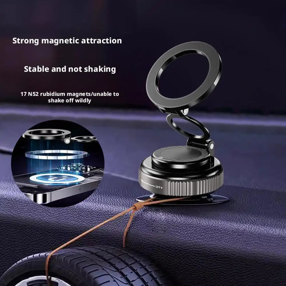 

2025 Car Phone Stand Mechanical Vacuum Suction Cup Navigation Rotate Magnetic Bracket Universal Holder 360° Strong Adsorpti R7H2