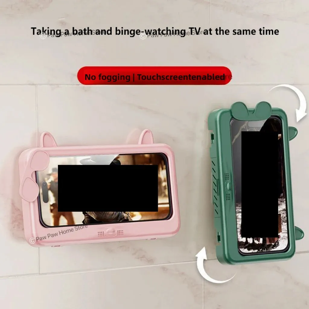 Soporte para teléfono de ducha impermeable a prueba de salpicaduras 360 °   La rotación se puede tocar el soporte de la caja del teléfono de la ducha para la pared de la cocina del bañera del baño