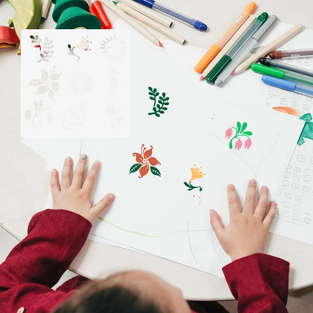 

7Pcs Pet Flower Painting Template Washable Durable Reusable for DIY Crafts Kids Creativity Gift Making Flowers Painting Template