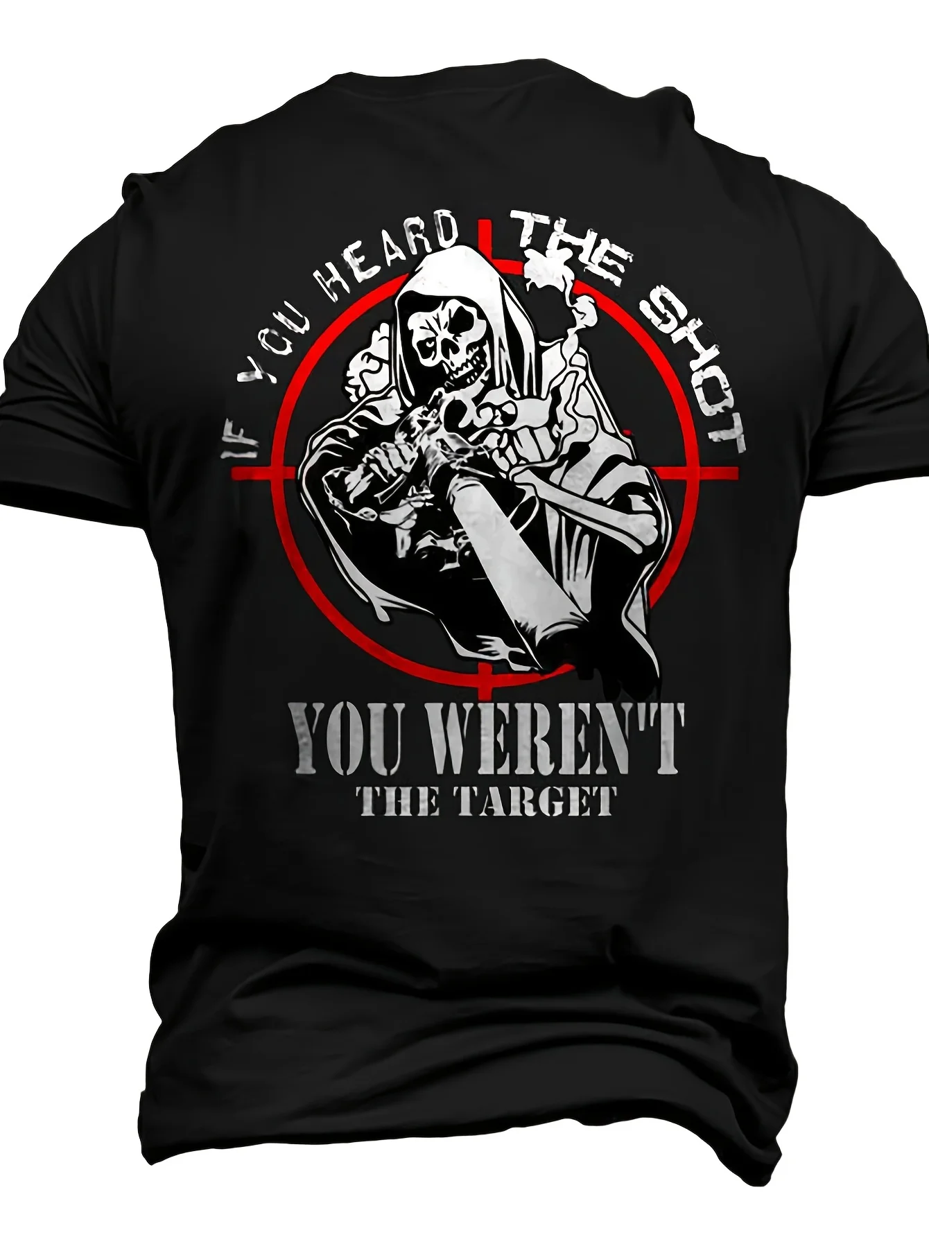 Men's Tactical Sniper  Print Graphic T-Shirt Black Short Sleeve Round Neck All-Season Tactical Apparel Casual Loose Fit Gun T Shirt T Shirts with Funny Sayings for Men