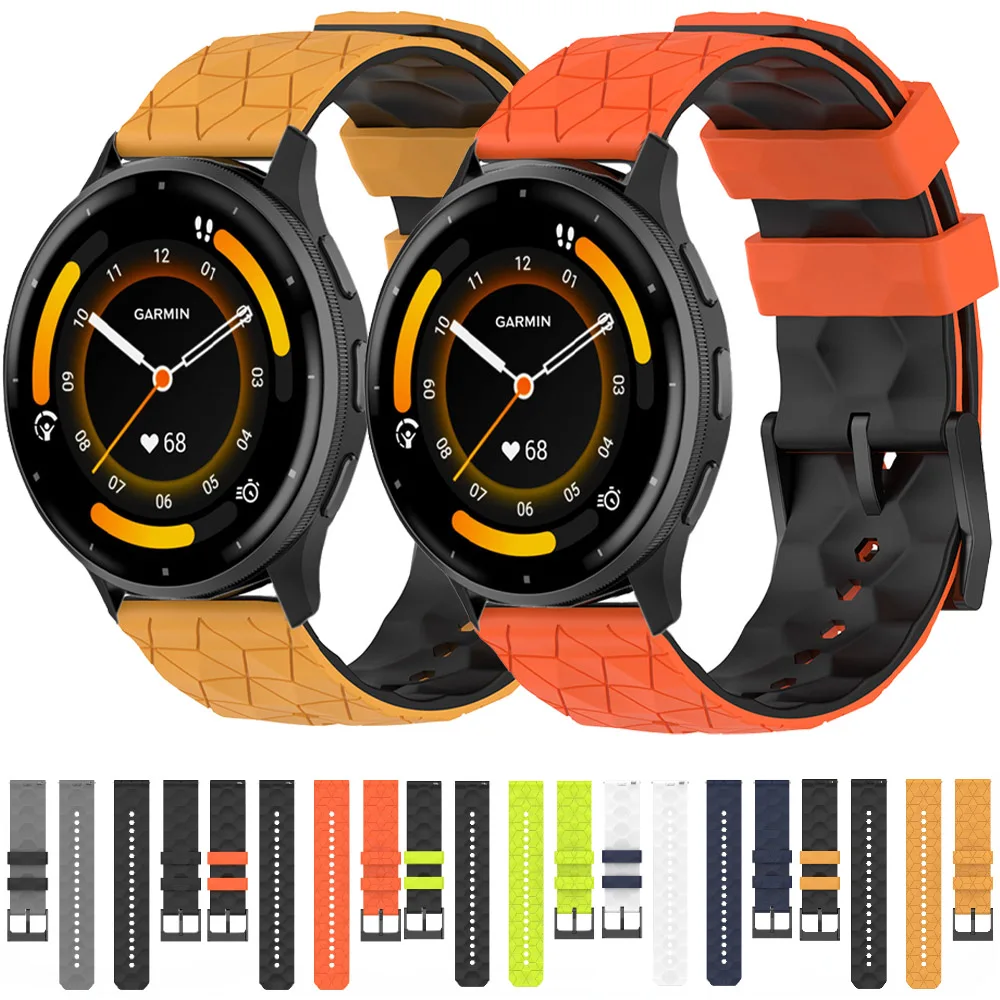 

22mm 20mm Football Pattern Silicone Strap for Garmin Forerunner 965 265 255 55 165 645 Music Sport Watchband for Garmin Venu 3 2