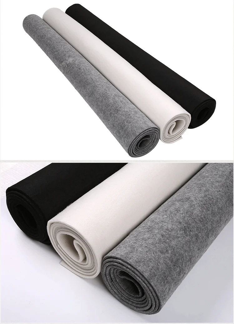 1-3mm Thick Black White Gray Felt Fabric Non-woven Felt Fabric Sheet Patchwork DIY Sewing Crafts Accessories Material