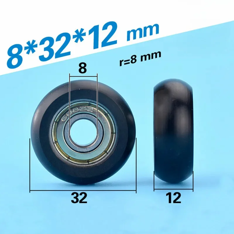 circular arc plastic coated bearing 608ZZ 8*32*12mm door POM roller nylon wrapped wheel pulley bore size 8mm diameter 32mm