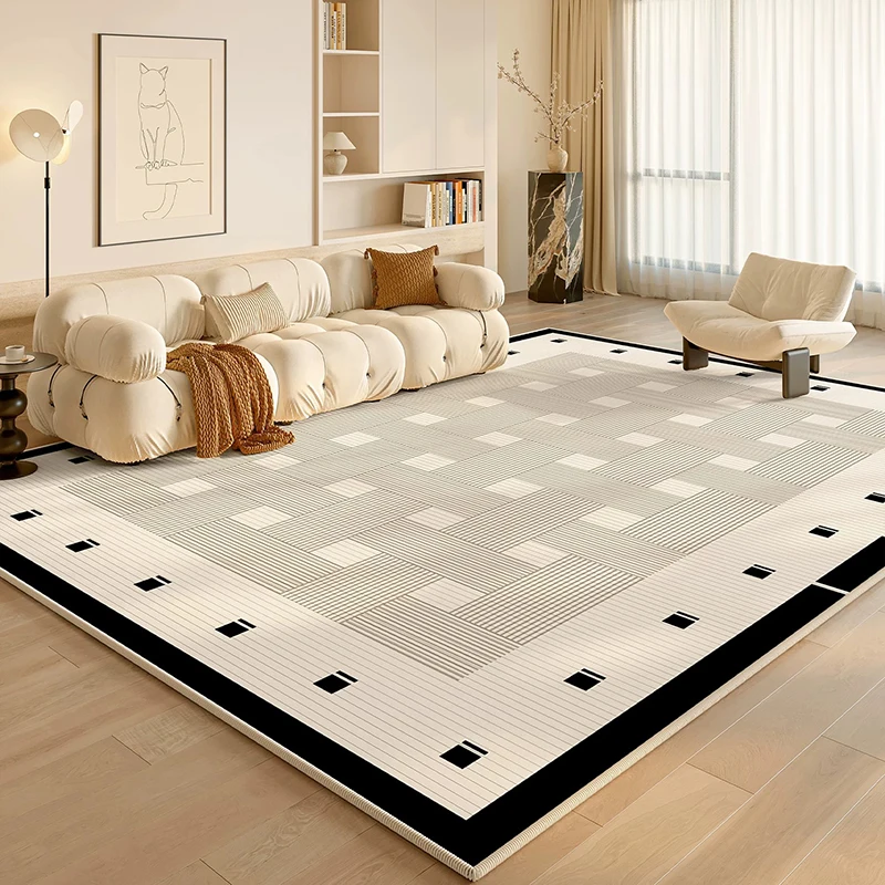Living Room Carpet Non-slip Stain-resistant Rug Comfortable Loop-pile TPR Floor Mat Modern Light Luxury High-end Home Decor Rugs