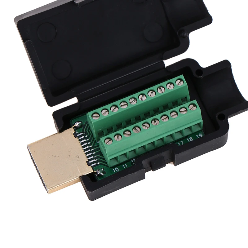 HDMI Male 19P Plug Breakout Terminals Solderless Connector With Cover