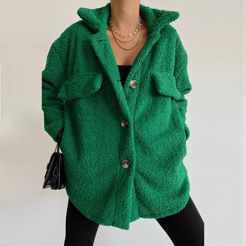 2022 New Fleece Imitation Lamb Fur Coat Women's Europe Autumn Winter Jacket Women Street Casual Medium Length Fur Coat Women Top