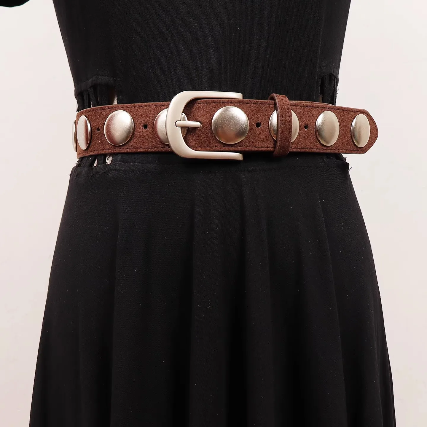 المرأة فو الجلد المدبوغ خمر بولي Leather الجلود برشام فستان Cummerbunds الكورسيهات حزام أحزمة الديكور حزام ضيق R3069