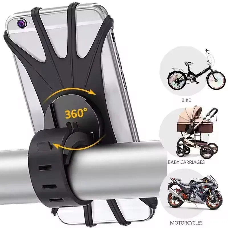 AliExpress NONE Silicone Bicycle Phone Holder Universal Bike Motorcycle Mobile Phone Stand Handlebar Clip Bracket for 4 to 6.5 inch Cell Phone