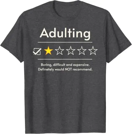 Kleidung zum 18. Geburtstag für Erwachsene | Lustiges 1-Sterne-T-Shirt mit Spruch „Adulting“ – Y2K-Humor für 18-Jährige – Detail 14