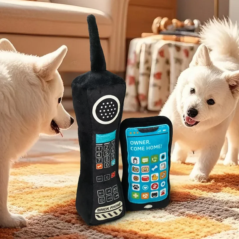 Pet Plush Hand-Held Phone Toy, Dog Sound BB Squeaky Paper Toy, Suitable for Dogs to Chew and Relieve Boredom Toy.